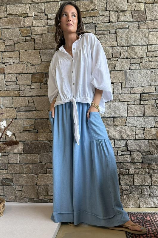 Basso Shirring Sailor Pant Denim